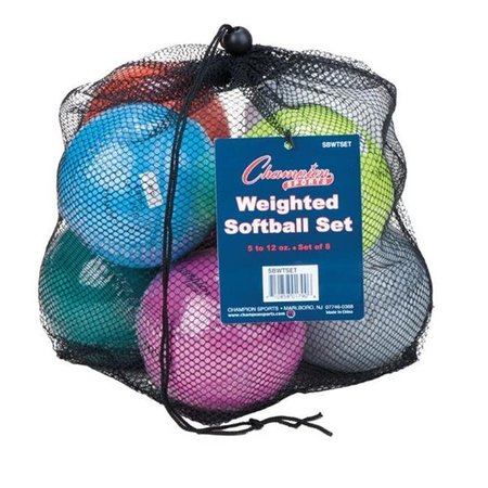 CHAMPION SPORTS Champion Sports SBWTSET 12 in. Weighted Training Softball Set; Multi color - Set of 8 SBWTSET